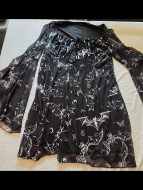SHEIN Black & White Bat Print Mini Dress